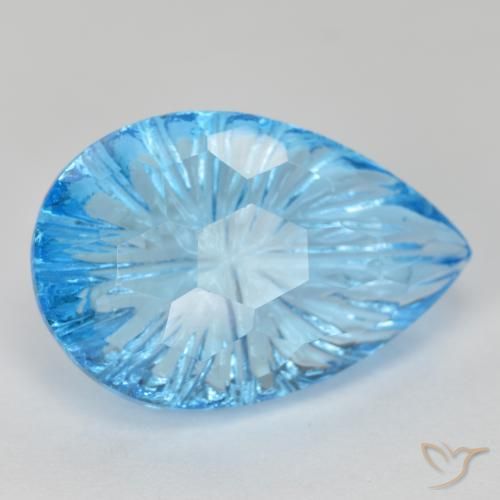 11.55 ct Blue Topaz Stone, Natural Topaz in Pear Concave Cut Shape for Sale