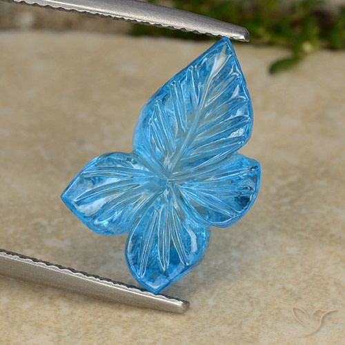 8.01ct Natural Swiss Blue Topaz, Flower Cut, Transparent