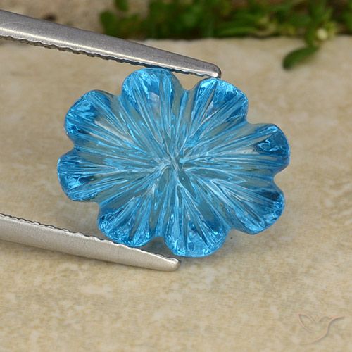 8.05ct Natural Swiss Blue Topaz, Flower Cut, Transparent