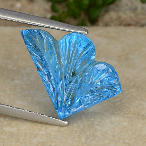 Deep Baby Blue Topas Edelstein - 7.2ct Geschnitzte Blume (ID: 486272)