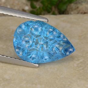 4.1ct Pear Concave Fantasy Cut Swiss Blue Topaz Gem for sale 4.1ct Pear Concave Fantasy Cut Swiss Blue Topaz Gem (ID: 486273)