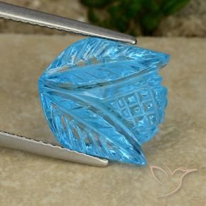 8.41 ct Blue Topaz Stone, Natural Topaz in Carved Flower Shape for Sale