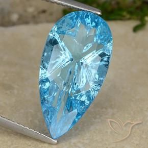 8.47 ct Blue Topaz Stone, Natural Topaz in Pear Concave Cut Shape for Sale