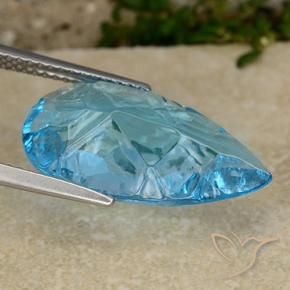Topaz Gemstone in 20 x 10.3 mm Size for Sale, Topaz Stone in Swiss Blue Color