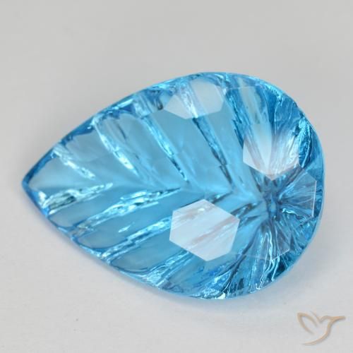 6.79ct Natural Swiss Blue Topaz, Pear Shape, Transparent