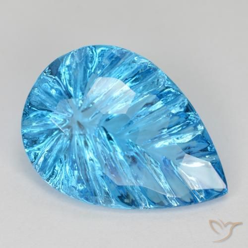 6.79 ct Blue Topaz Stone, Natural Topaz in Pear Concave Cut Shape for Sale