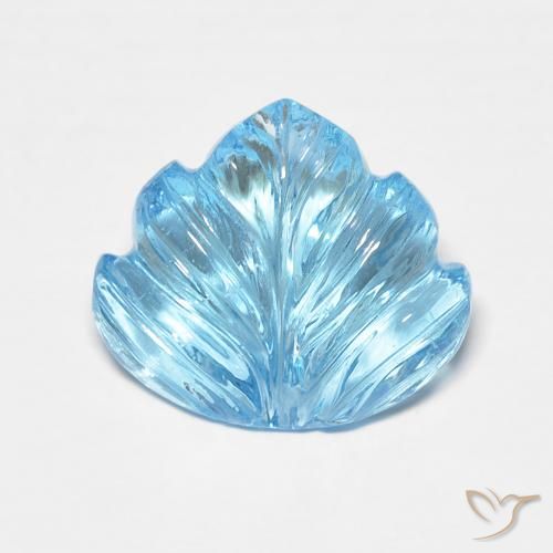 5.82 ct Blue Topaz Stone, Natural Topaz in Carved Leaf Shape for Sale