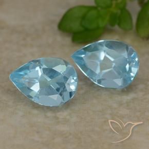 1.71 ctw Blue Topaz Stones, Natural Topaz in Pear Facet Shape for Sale