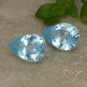 1.50 ctw Blue Topaz Stones, Natural Topaz in Pear Facet Shape for Sale