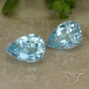 1.65 ctw Blue Topaz Stones, Natural Topaz in Pear Facet Shape for Sale