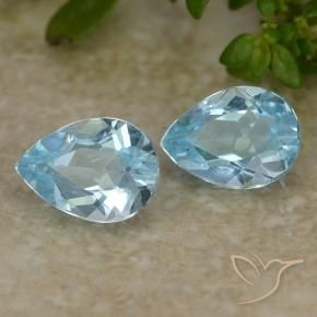 1.65 ctw Blue Topaz Stones, Natural Topaz in Pear Facet Shape for Sale