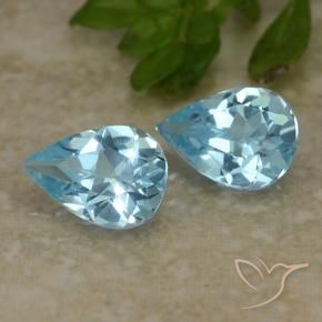 1.48 ctw Blue Topaz Stones, Natural Topaz in Pear Facet Shape for Sale