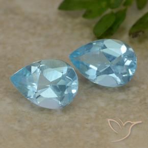 1.65 ctw Blue Topaz Stones, Natural Topaz in Pear Facet Shape for Sale