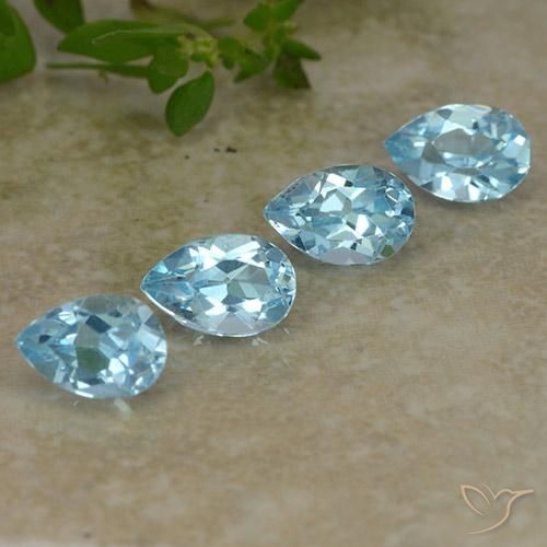 2.07 ctw Blue Topaz Stones, Natural Topaz in Pear Facet Shape for Sale