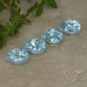 2.17 ctw Blue Topaz Stones, Natural Topaz in Pear Facet Shape for Sale