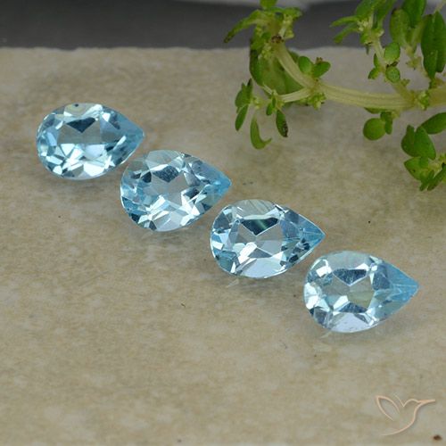 3.21ctw Natural Sky Blue Topaz, Pear Shape, VVS-VS