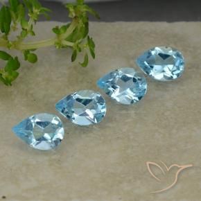 3.21 ctw Blue Topaz Stones, Natural Topaz in Pear Facet Shape for Sale