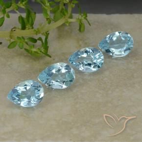 3.27 ctw Blue Topaz Stones, Natural Topaz in Pear Facet Shape for Sale
