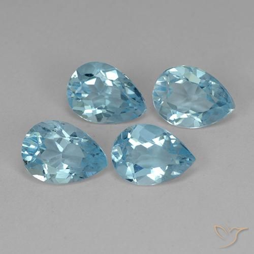 3.29 ctw Blue Topaz Stones, Natural Topaz in Pear Facet Shape for Sale