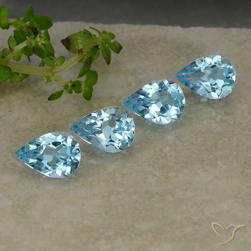 3.09 ctw Blue Topaz Stones, Natural Topaz in Pear Facet Shape for Sale