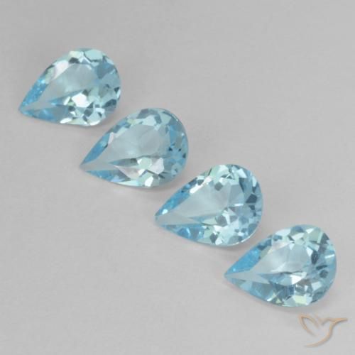 2.81 ctw Blue Topaz Stones, Natural Topaz in Pear Facet Shape for Sale