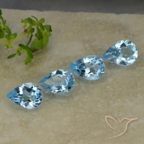 2.92 ctw Blue Topaz Stones, Natural Topaz in Pear Facet Shape for Sale