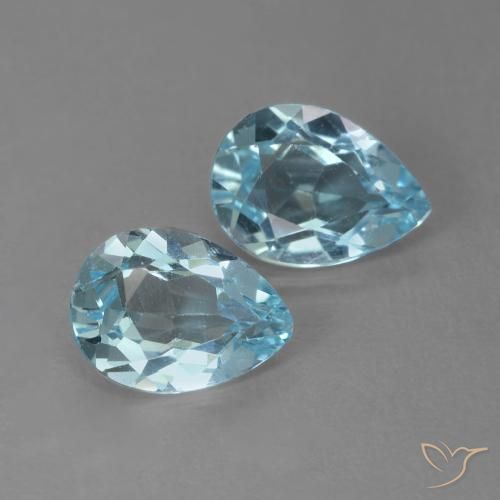 1.81 ctw Blue Topaz Stones, Natural Topaz in Pear Facet Shape for Sale