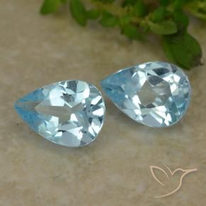 1.59 ctw Blue Topaz Stones, Natural Topaz in Pear Facet Shape for Sale