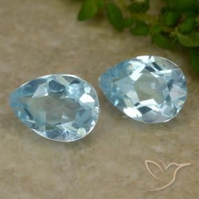 1.75 ctw Blue Topaz Stones, Natural Topaz in Pear Facet Shape for Sale