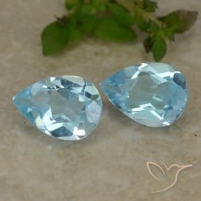 1.60 ctw Blue Topaz Stones, Natural Topaz in Pear Facet Shape for Sale