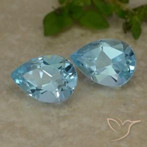 1.69 ctw Blue Topaz Stones, Natural Topaz in Pear Facet Shape for Sale