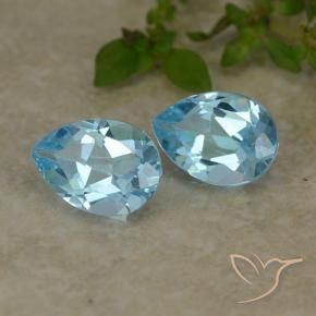 1.67 ctw Blue Topaz Stones, Natural Topaz in Pear Facet Shape for Sale