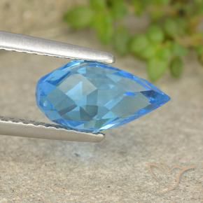 2.68 ct Blue Topaz Stone, Natural Topaz in Undrilled Briolette Teardrop Shape for Sale