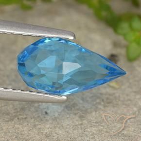 2.70 ct Blue Topaz Stone, Natural Topaz in Undrilled Briolette Teardrop Shape for Sale