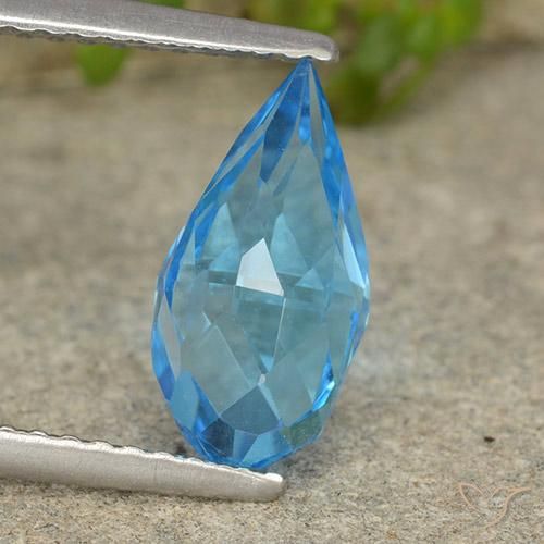 2.70ct Natural Swiss Blue Topaz, Briolette, VVS-VS