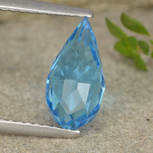 2.58ct Natural Swiss Blue Topaz, Briolette, VVS-VS