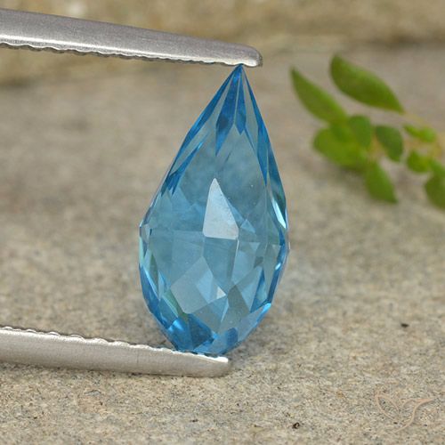 2.58ct Natural Swiss Blue Topaz, Briolette, VVS-VS, Photo A