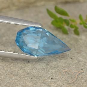 2.58 ct Blue Topaz Stone, Natural Topaz in Undrilled Briolette Teardrop Shape for Sale