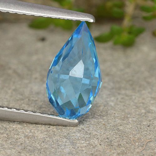 2.42ct Natural Swiss Blue Topaz, Briolette, VVS-VS