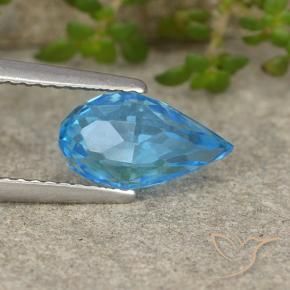 2.42 ct Blue Topaz Stone, Natural Topaz in Undrilled Briolette Teardrop Shape for Sale