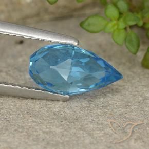 2.68 ct Blue Topaz Stone, Natural Topaz in Undrilled Briolette Teardrop Shape for Sale