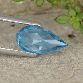 2.59 ct Blue Topaz Stone, Natural Topaz in Undrilled Briolette Teardrop Shape for Sale