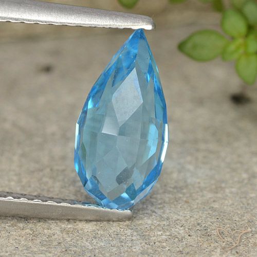 2.82ct Natural Swiss Blue Topaz, Briolette, VVS-VS