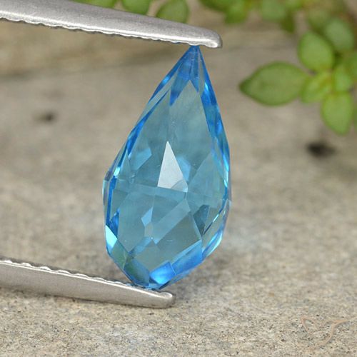 Azul medio Topacio Gema - 2.7ct Briolette lágrima no perforado (ID: 487374)