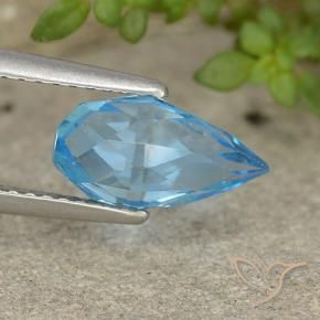 2.67 ct Blue Topaz Stone, Natural Topaz in Undrilled Briolette Teardrop Shape for Sale