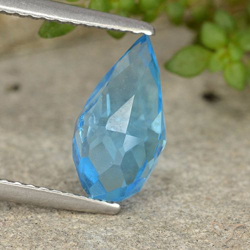 2.75ct Natural Swiss Blue Topaz, Briolette, VVS-VS