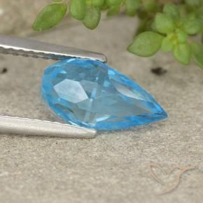 2.75 ct Blue Topaz Stone, Natural Topaz in Undrilled Briolette Teardrop Shape for Sale