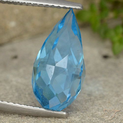 6.52ct Natural Swiss Blue Topaz, Briolette, VVS-VS