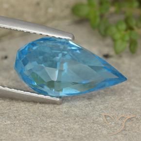 6.52 ct Blue Topaz Stone, Natural Topaz in Undrilled Briolette Teardrop Shape for Sale