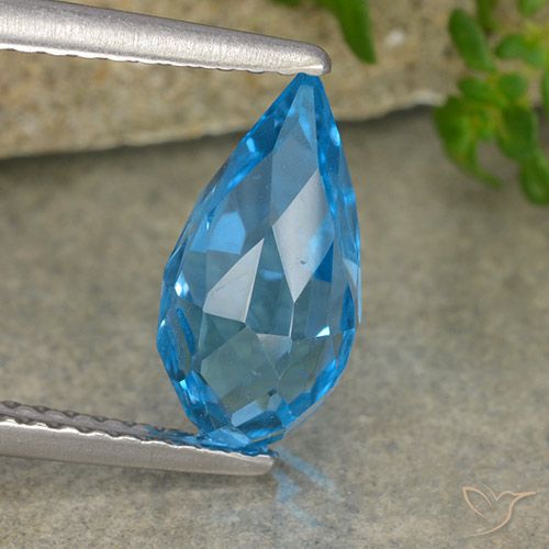 2.63ct Natural Swiss Blue Topaz, Briolette, VVS-VS